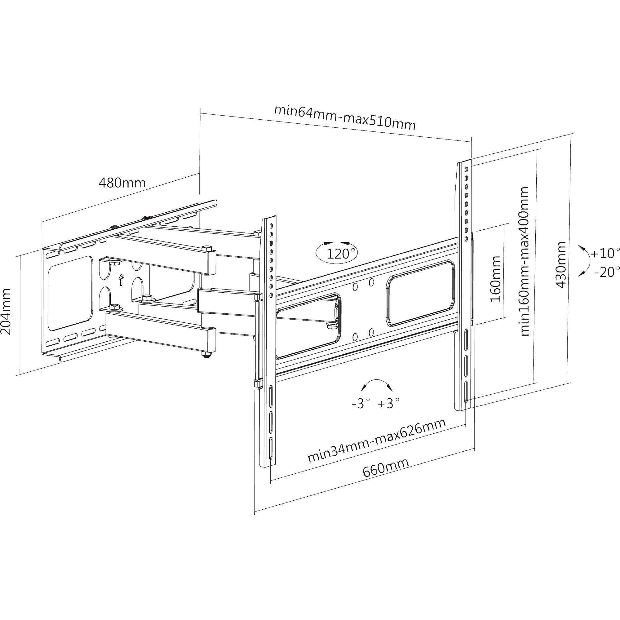 InLine - Befestigungskit (Wandbefestigung) für flat panel - Bildschirmgröße: 94-178 cm (37"-70")
