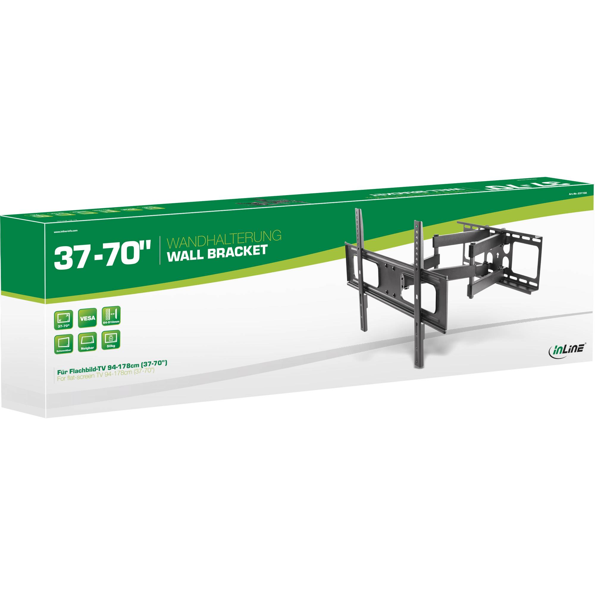 InLine - Befestigungskit (Wandbefestigung) für flat panel - Bildschirmgröße: 94-178 cm (37"-70")