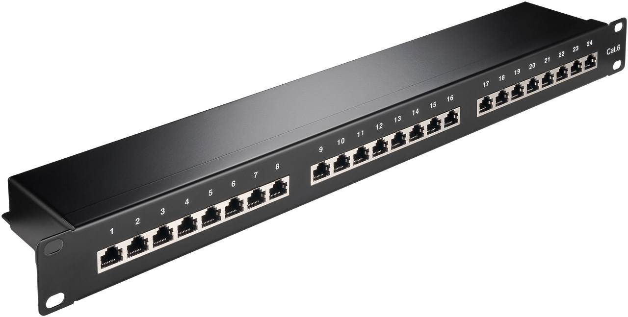 goobay Patch Panel Cat 6/STP geschirmt 24 Port schwarz (Bulk)