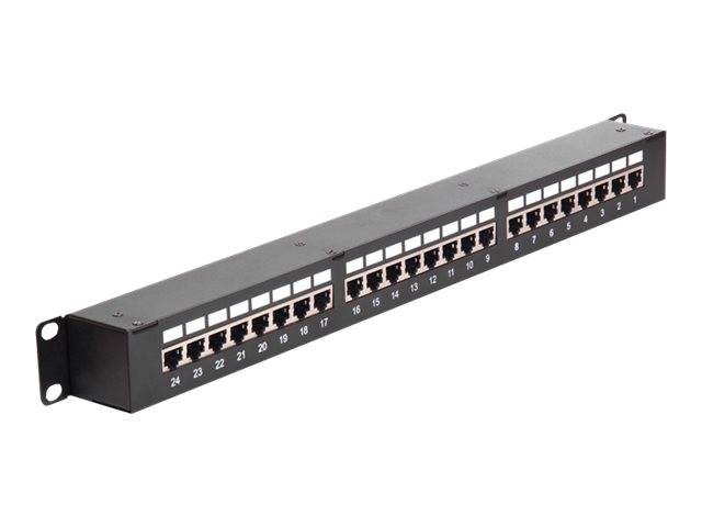 DeLOCK - Patch-Panel mit Kopplern - RJ-45 X 24 - Schwarz - 1U - 48.3 cm (19")