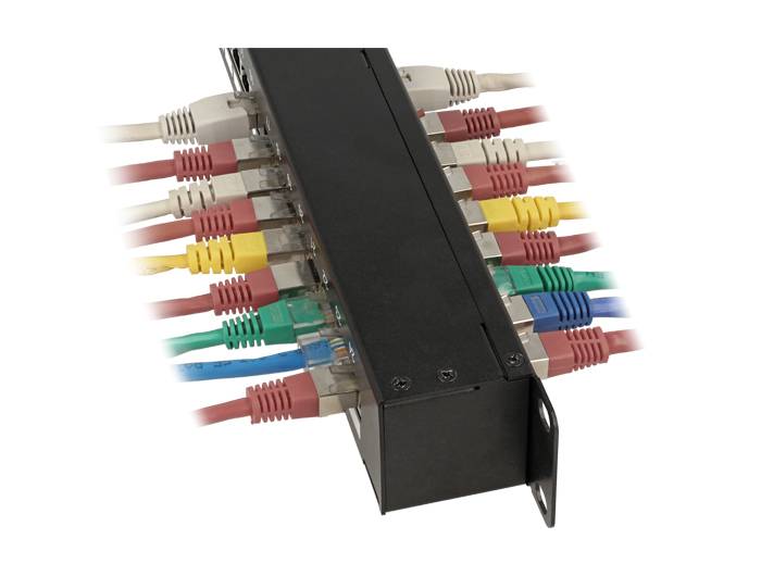 Delock - Patch-Panel mit Kopplern - CAT 6 - STP - RJ-45 X 24 - Schwarz - 1U - 48.3 cm (19"")