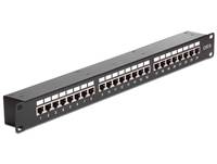 Delock - Patch-Panel mit Kopplern - CAT 6 - STP - RJ-45 X 24 - Schwarz - 1U - 48.3 cm (19"")