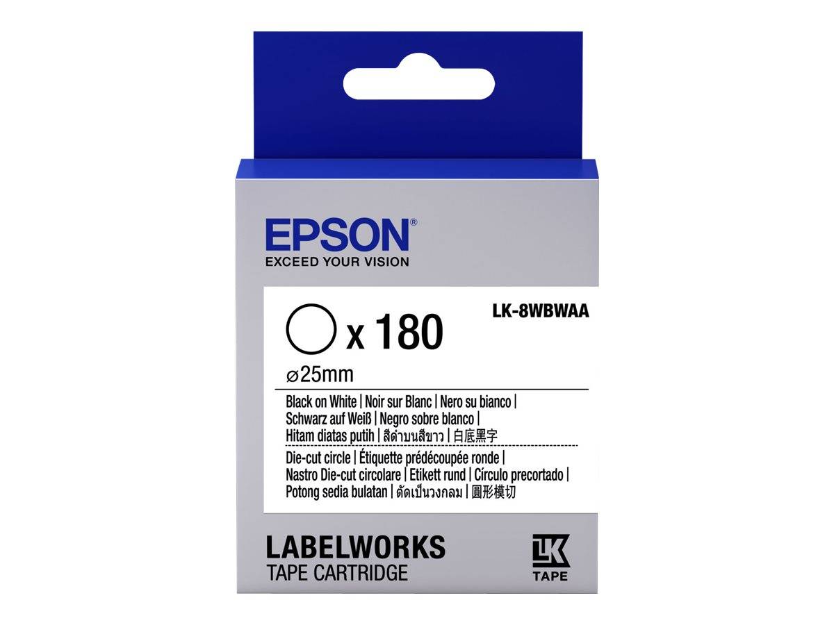 Epson LabelWorks LK-8WBWAA - Schwarz auf Weiß - 25 mm rund 180 Etikett(en) (1 Rolle(n)