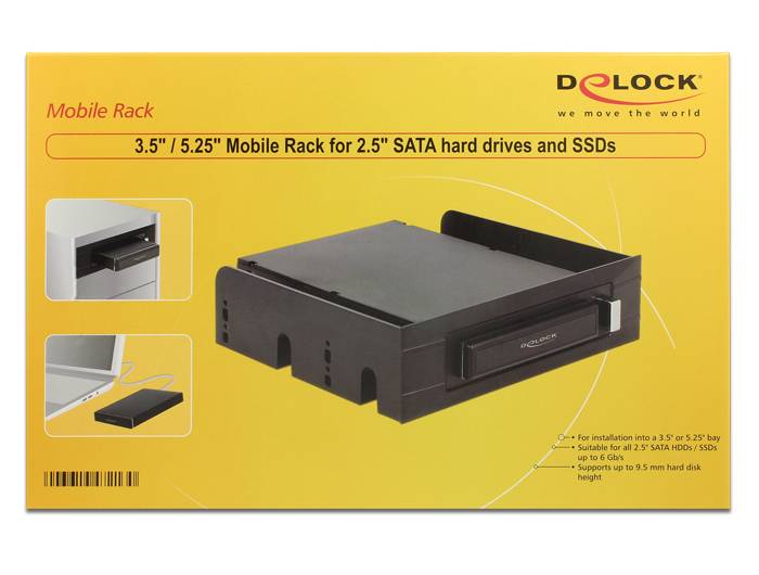 DeLOCK 3.5""/ 5.25""Mobile Rack for 2.5""SATA hard drives and SSDs - Mobiles Speicher-Rack - 2.5"" (6.4 cm)
