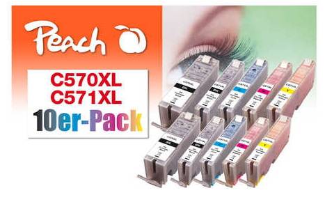 Peach C570XL/C571XL - 10er-Pack - XL-Yield - Schwarz, Gelb, Cyan, Magenta, Photo schwarz - kompatibel - wiederaufbereite