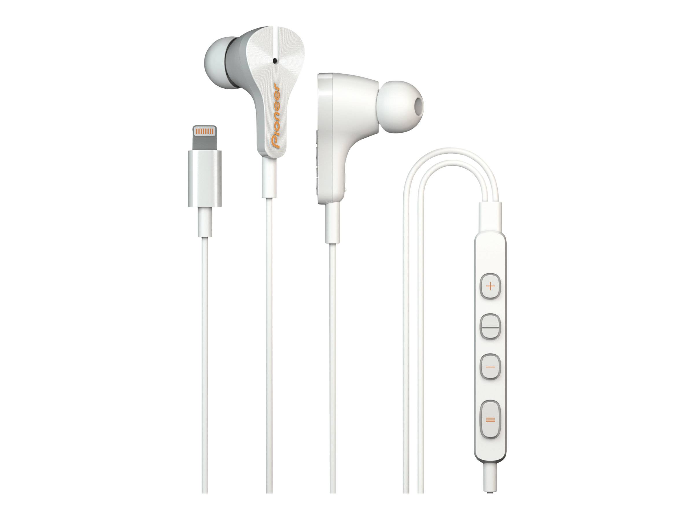 Pioneer Rayz SE-LTC3R-W - Ohrhörer mit Mikrofon - im Ohr - kabelgebunden - aktive Rauschunterdrückung - Lightning