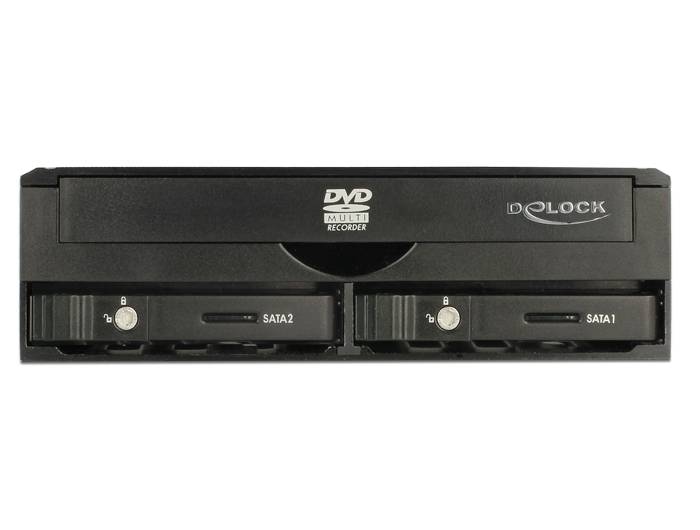 DeLOCK 5.25" Mobile Rack for 1 x 5.25" Slim Drive + 2 x 2.5" SATA HDD / SSD - Gehäuse für Speicherlaufwerke - 2.5" (6.4 cm)