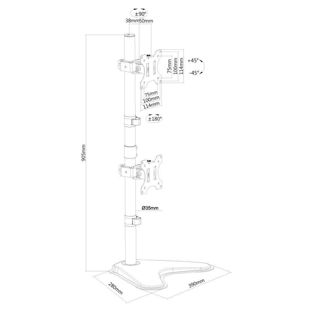 Neomounts by Newstar FPMA-D550DDV - Aufstellung - für 2 LCD-Displays - Schwarz - Bildschirmgröße: 25.4-81.3 cm (10"-32")