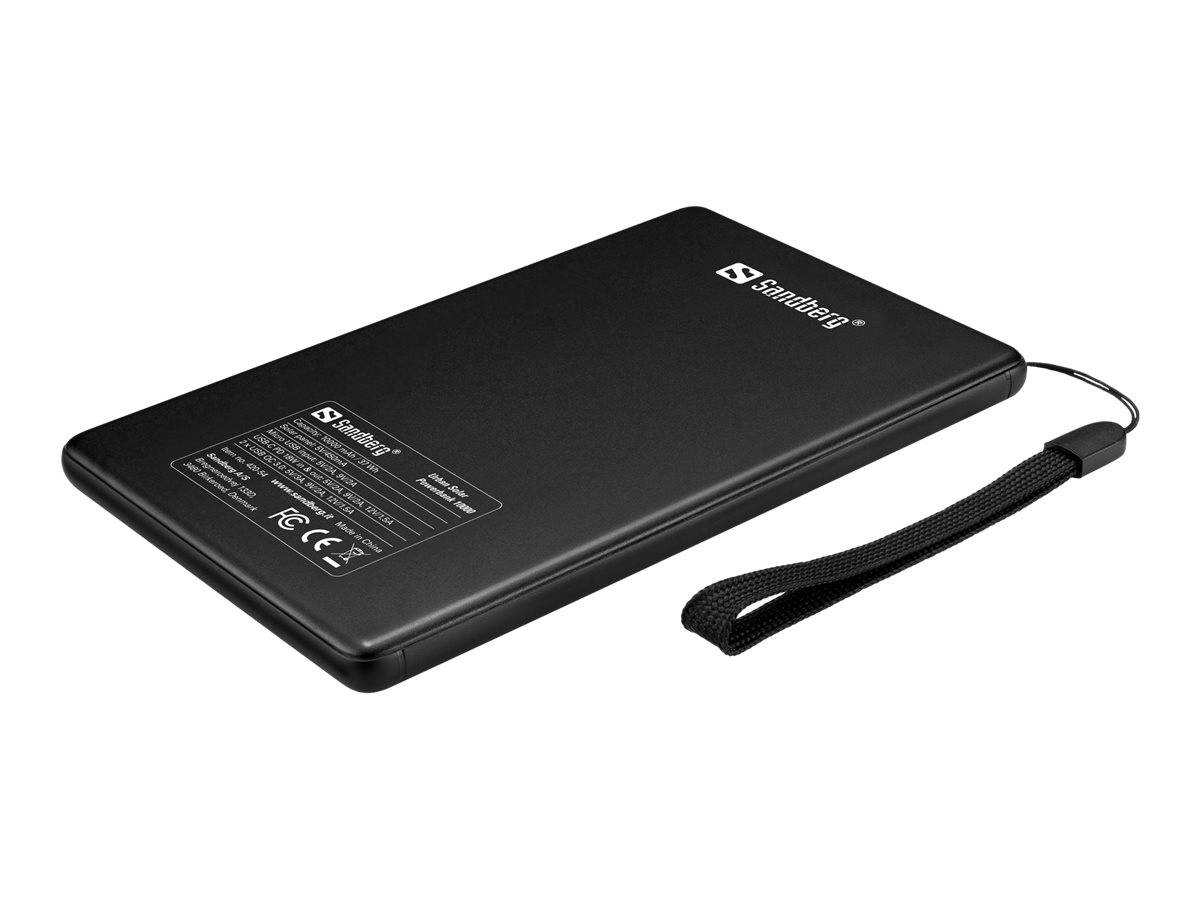 Sandberg Urban Solar Powerbank 10000 - Solar-Powerbank - 10000 mAh - 37 Wh - 18 Watt - 3 A - QC 3.0 (2 x USB, USB-C)