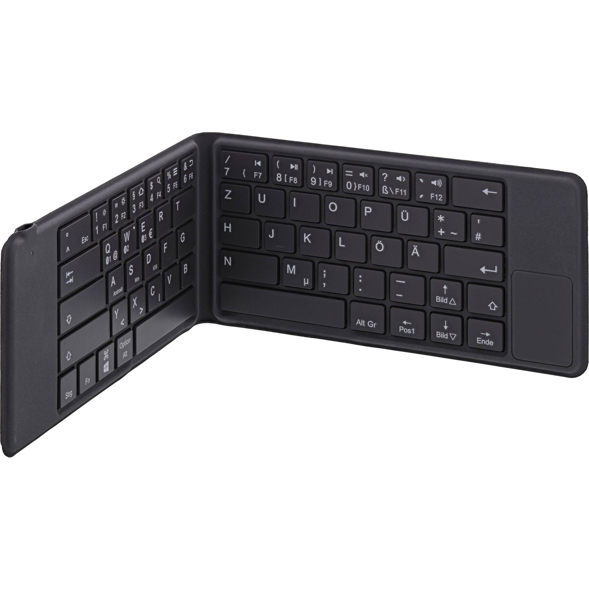 INLINE - faltbare Bluetooth Tastatur ""BT-Pocket"" - für bis zu 3 Bluetooth-Geräte