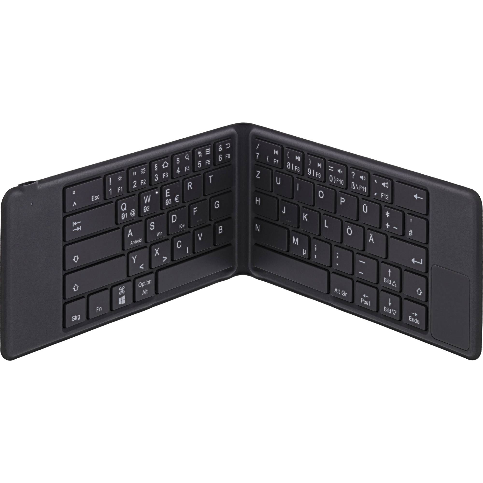 INLINE - faltbare Bluetooth Tastatur ""BT-Pocket"" - für bis zu 3 Bluetooth-Geräte