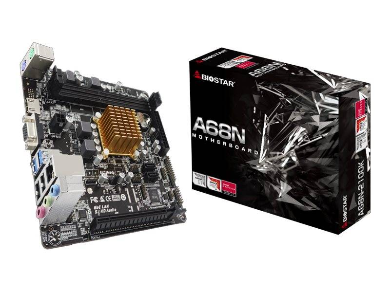 Biostar A68N-2100K - Motherboard - Mini-ITX - AMD E1 6010 - USB 3.2 Gen 1 - Gigabit LAN - Onboard-Grafik - HD Audio (8-K