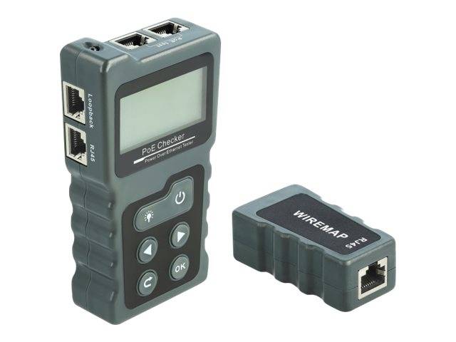 DeLOCK LCD Cable Tester RJ45 / PoE / DC - Netzwerktester-Set