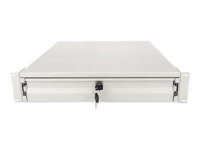 Intellinet 19"" Storage Drawer, 2U, Lockable, 466mm Depth, Grey - Rack Storage Drawer - Grau, RAL 7035 - 2U - 48.3 cm (19