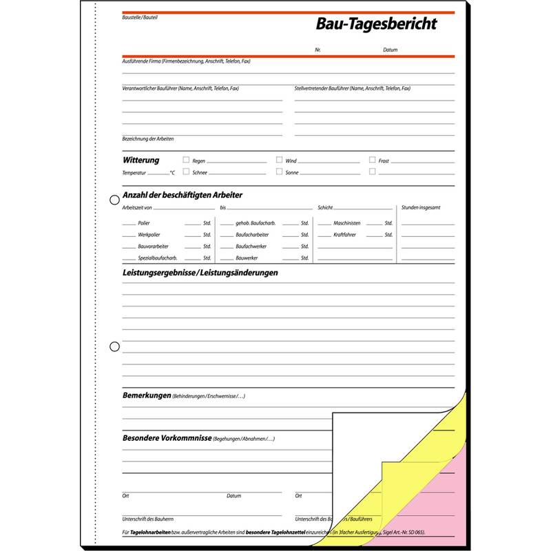sigel Formularbuch "Bautagebuch", A4, + gratis Zollstock