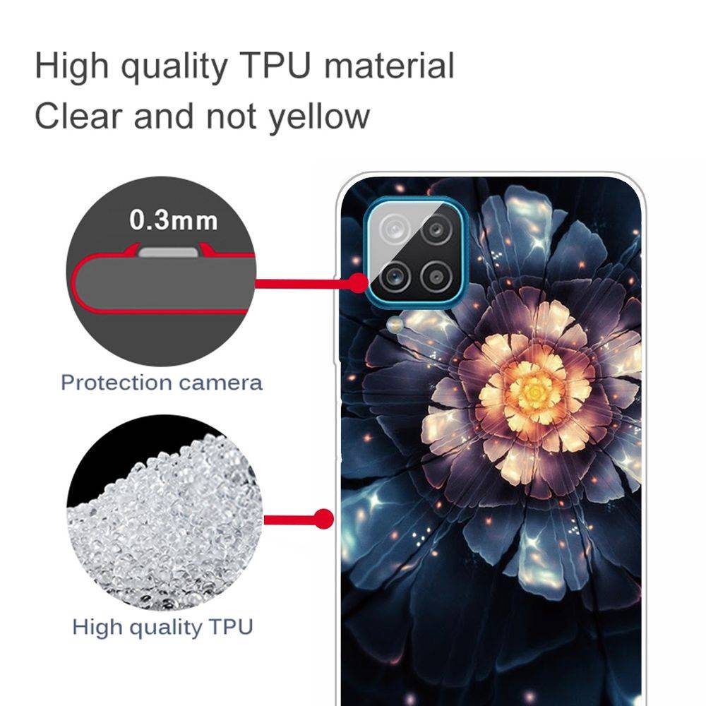 Für Samsung Galaxy A12 Silikon Case TPU Snow Lotus Schutz Muster Tasche Hülle Cover Etuis