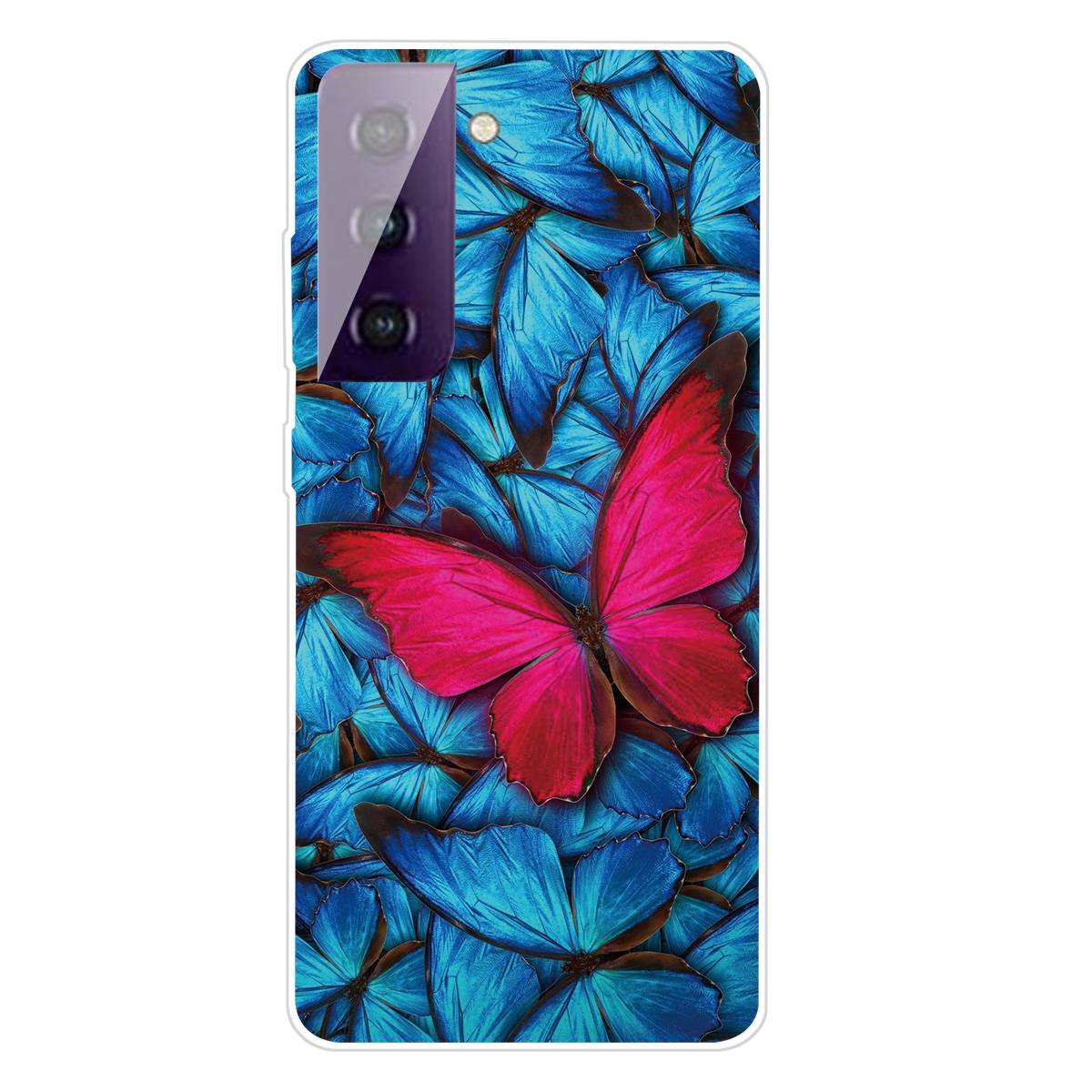 Für Samsung Galaxy S21 Silikon Case TPU Red Butterfly Schutz Muster Tasche Hülle Cover Etuis