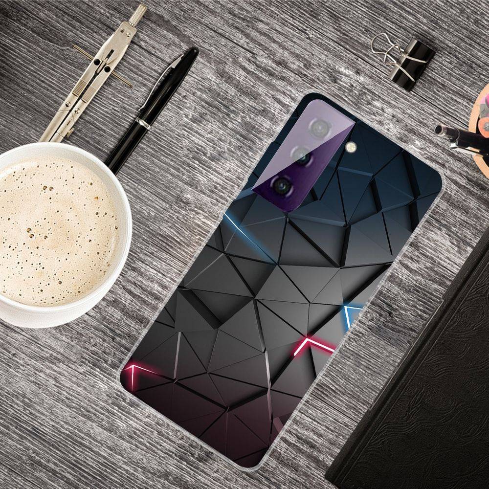 Für Samsung Galaxy S21 Silikon Case TPU Dark Blocks Schutz Muster Tasche Hülle Cover Etuis