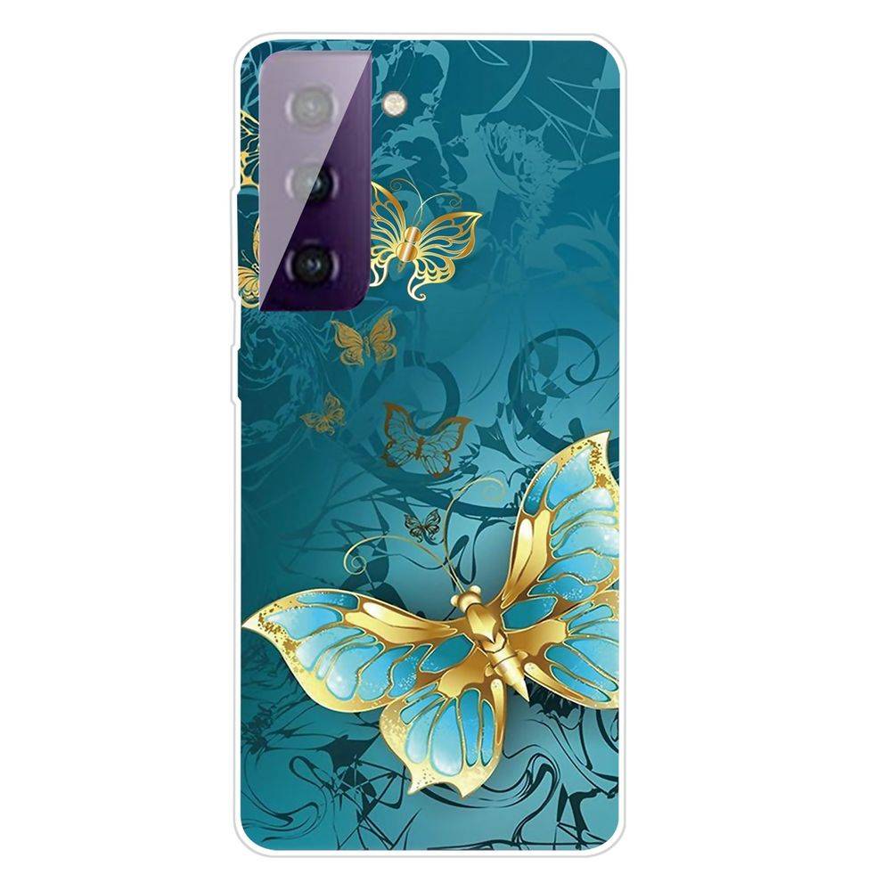Für Samsung Galaxy S21 Silikon Case TPU Gold Butterfly Schutz Muster Tasche Hülle Cover Etuis