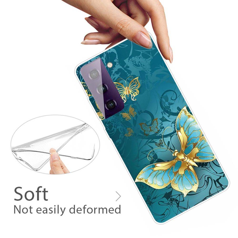 Für Samsung Galaxy S21 Silikon Case TPU Gold Butterfly Schutz Muster Tasche Hülle Cover Etuis