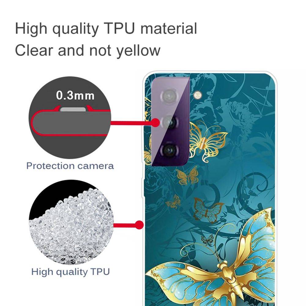 Für Samsung Galaxy S21 Silikon Case TPU Gold Butterfly Schutz Muster Tasche Hülle Cover Etuis