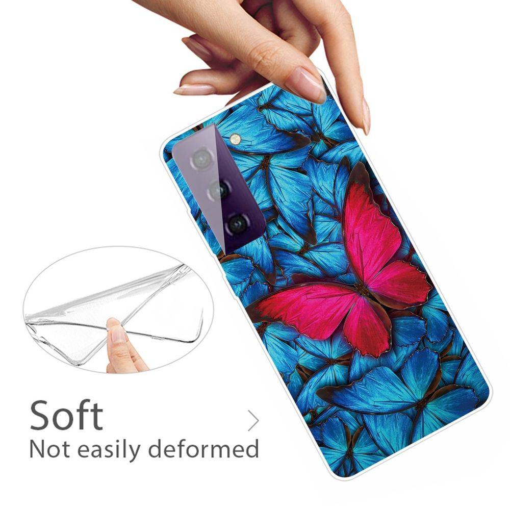 Für Samsung Galaxy S21 Plus Silikon Case TPU Red Butterfly Schutz Muster Tasche Hülle Cover Etuis