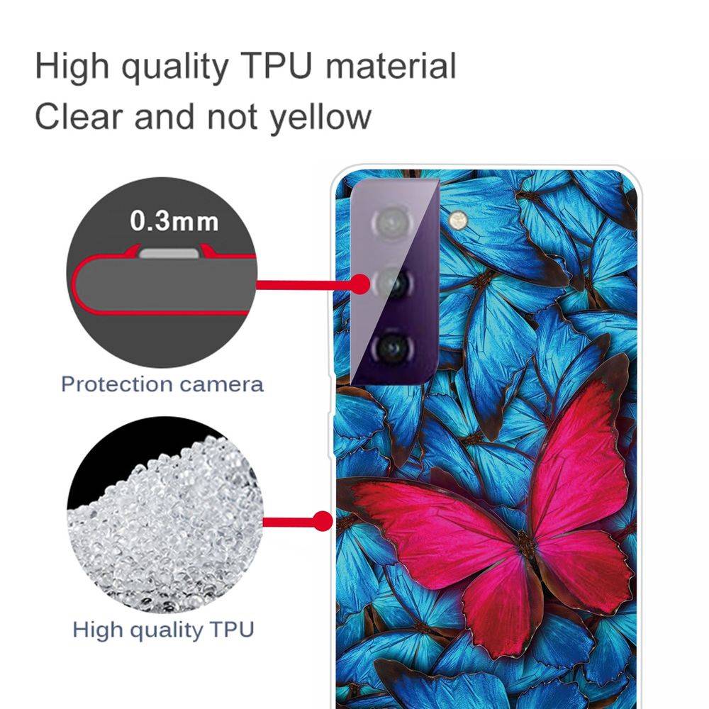 Für Samsung Galaxy S21 Plus Silikon Case TPU Red Butterfly Schutz Muster Tasche Hülle Cover Etuis