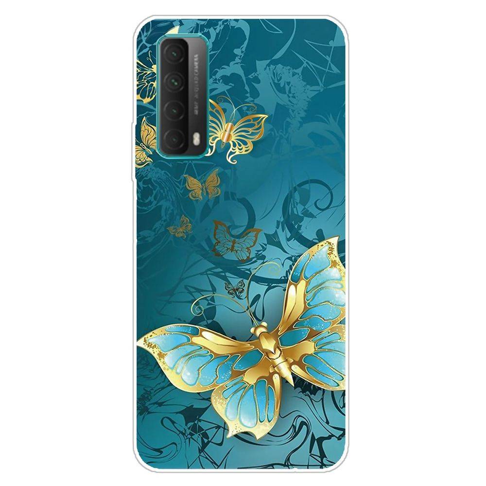 Für Huawei P Smart 2021 Silikon Case TPU Gold Butterfly Schutz Muster Tasche Hülle Cover Etuis