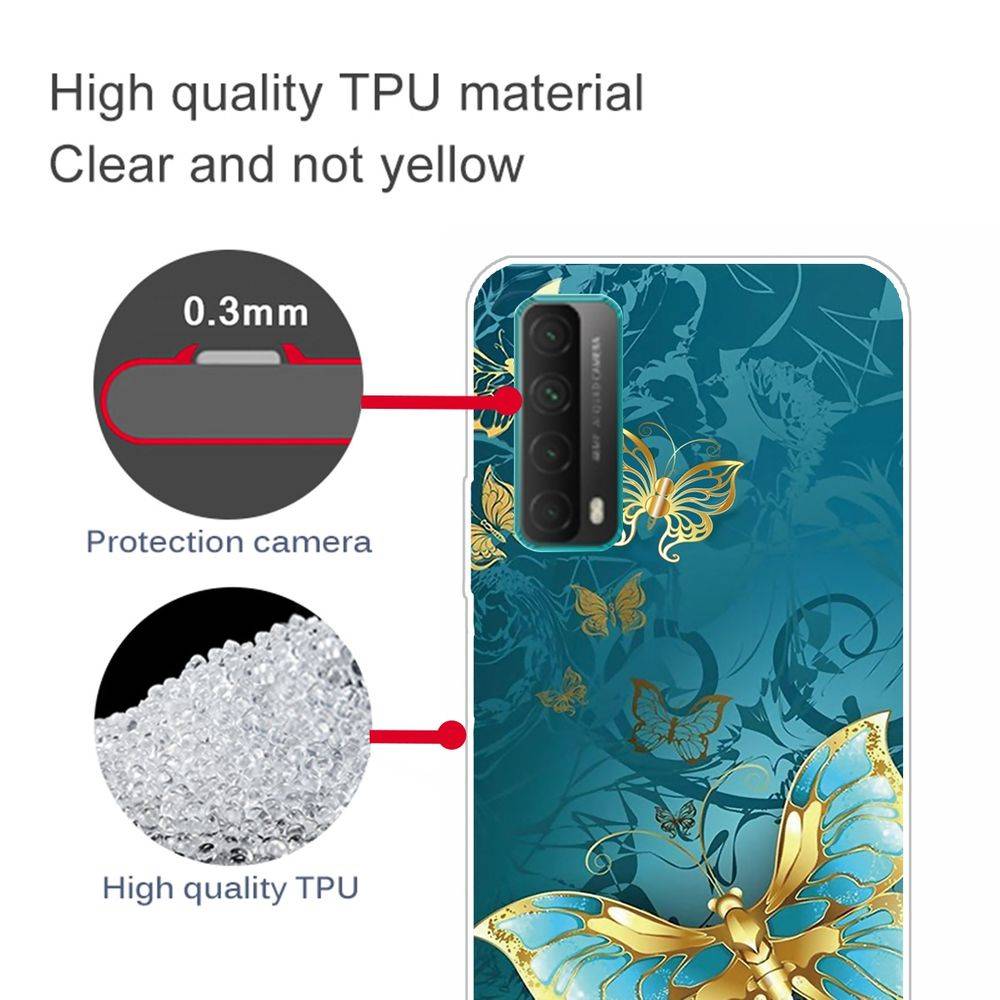 Für Huawei P Smart 2021 Silikon Case TPU Gold Butterfly Schutz Muster Tasche Hülle Cover Etuis