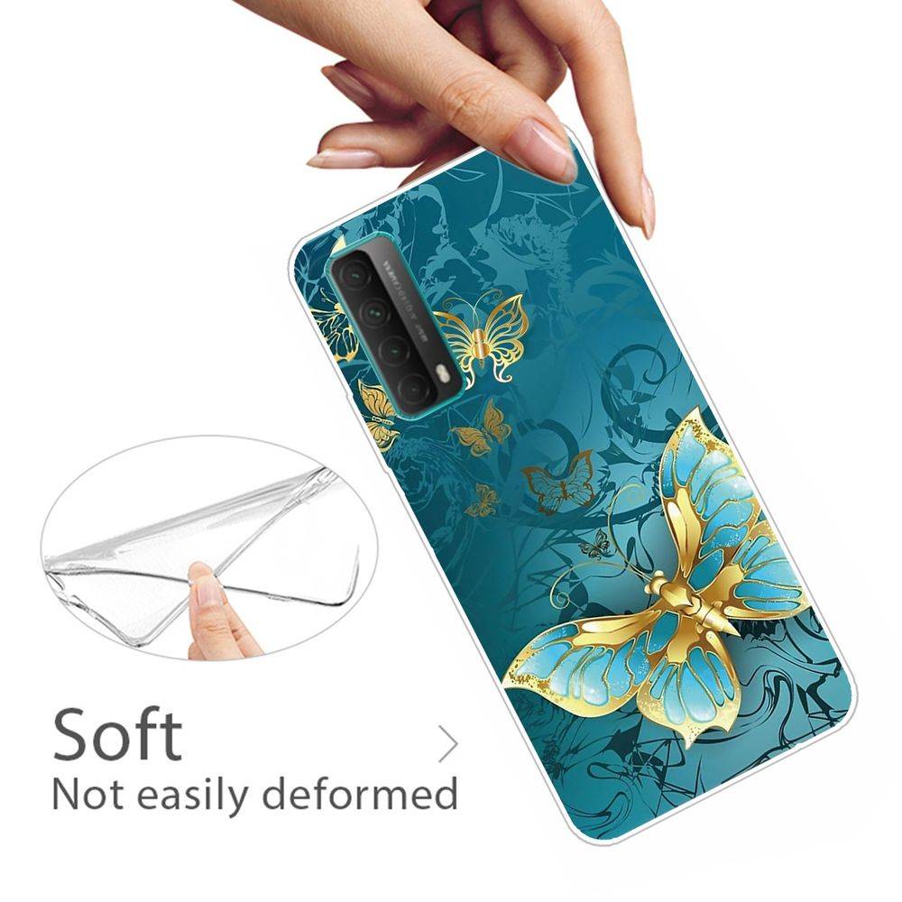 Für Huawei P Smart 2021 Silikon Case TPU Gold Butterfly Schutz Muster Tasche Hülle Cover Etuis