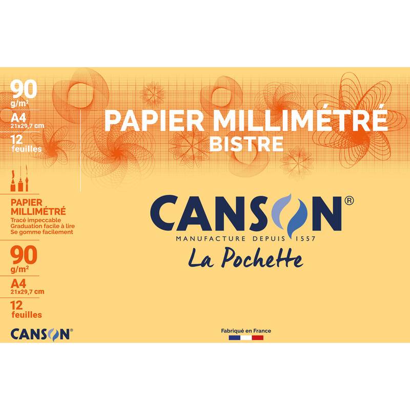 CANSON Millimeterpapier, DIN A4, 90 g/qm, Farbe: dunkelbraun