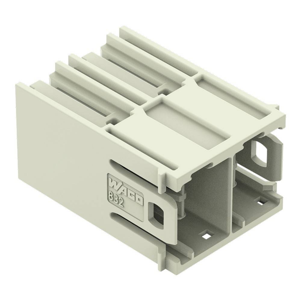 Beige WAGO 832 Elektrostecker-Klemmleiste mit mehreren Drahtschlitzen, in einer produkttypen isolierten Ansicht dargestellt.