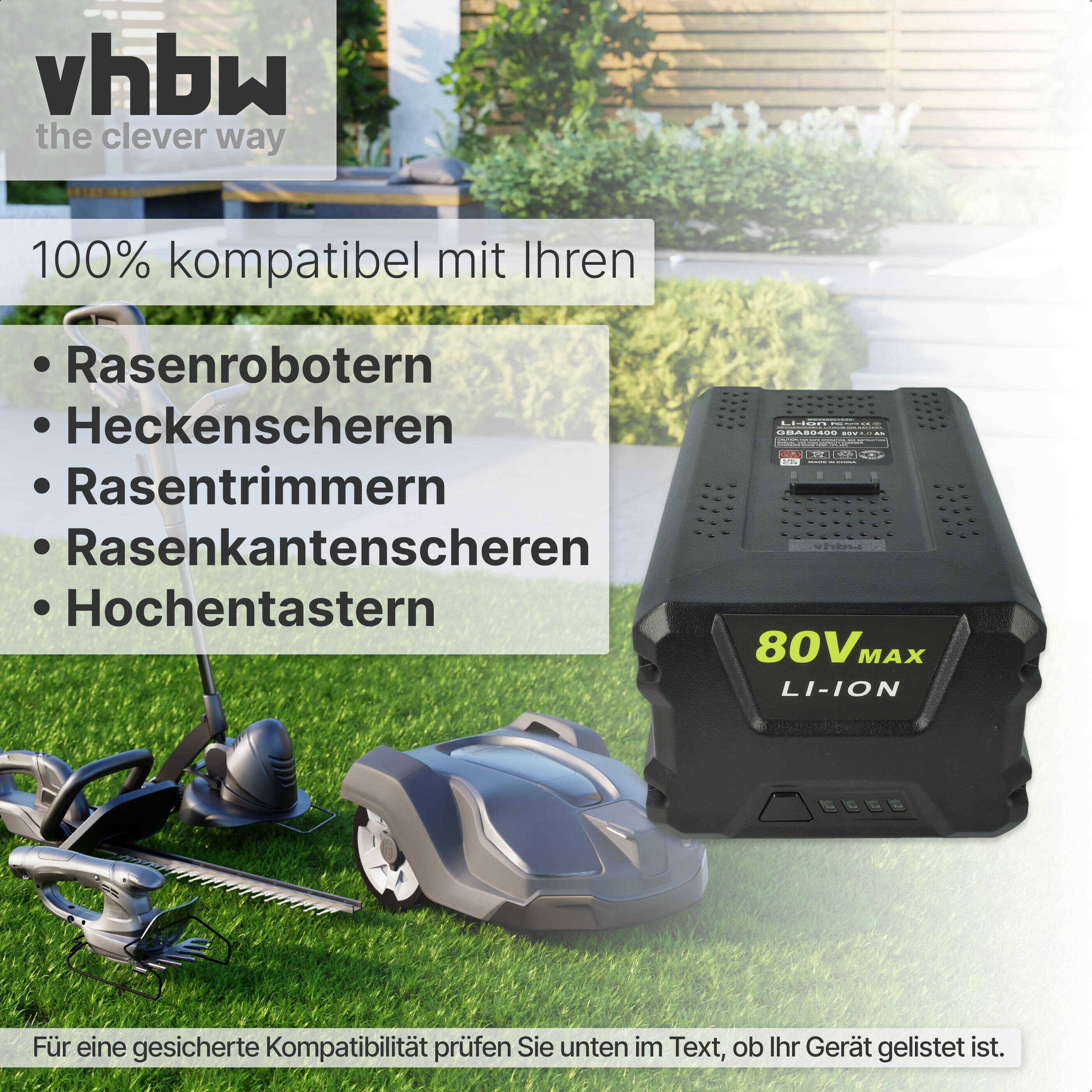vhbw 1x Akku Ersatz für Greenworks GBA80500, GBA80400, GBA80250 für Gartengeräte (4000mAh, 80V, Li-Ion)