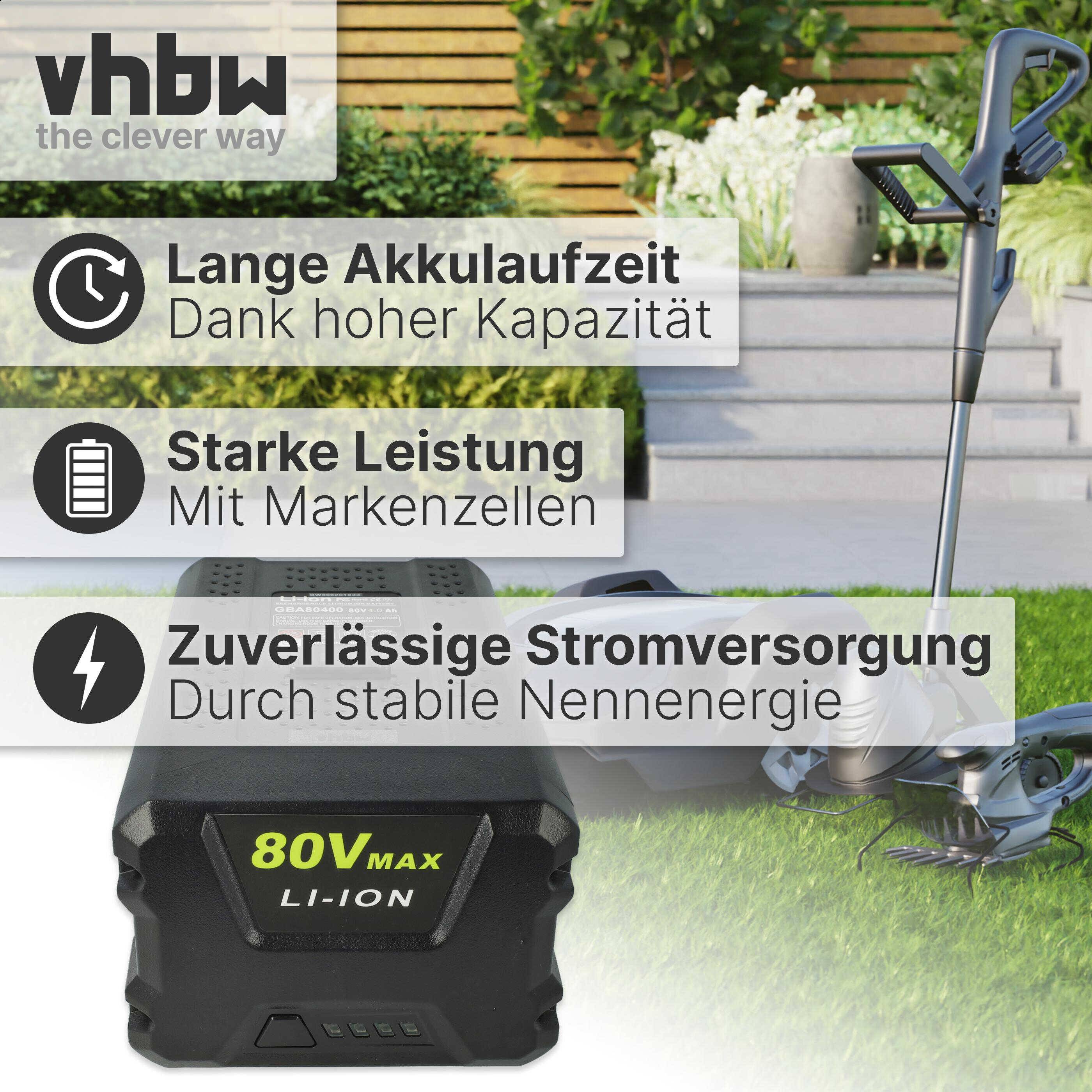 vhbw 1x Akku Ersatz für Greenworks GBA80500, GBA80400, GBA80250 für Gartengeräte (4000mAh, 80V, Li-Ion)