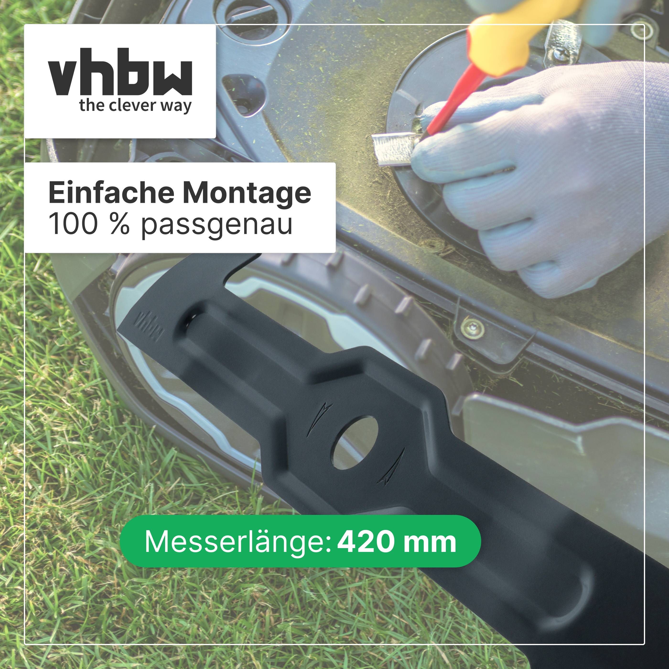 vhbw Ersatz-Messer kompatibel mit Makita Akku-Rasenmäher 2x18V, 36V Rasenmäher - Ersatzklinge Schwarz