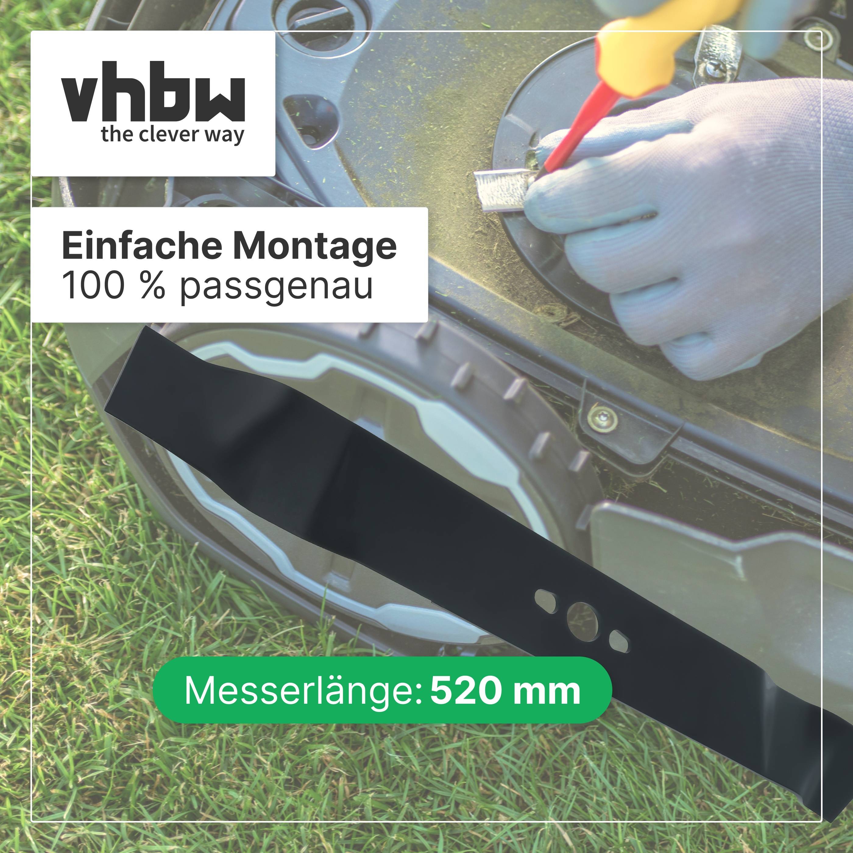 vhbw Ersatz-Messer kompatibel mit Scheppach MS775-53E, MS770-53 Rasenmäher - Ersatzklinge Schwarz, Stahl