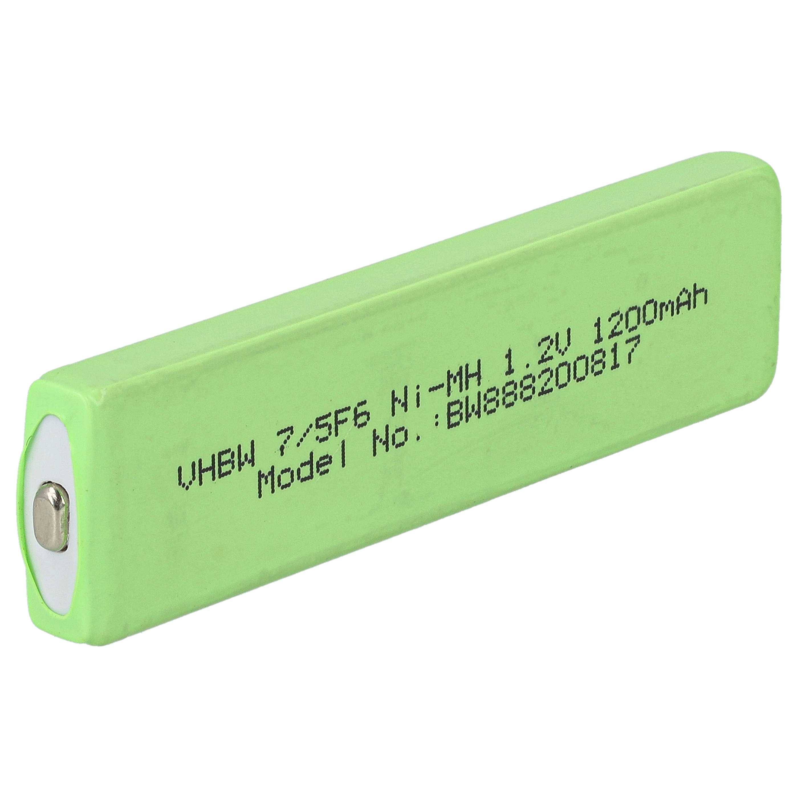 vhbw Akkuzelle kompatibel mit Sharp MD-MT77, MD-MT770, MD-MT866H CD Player (1100mAh, 1,2V, NiMH), Akku 7/5F6, Button Top