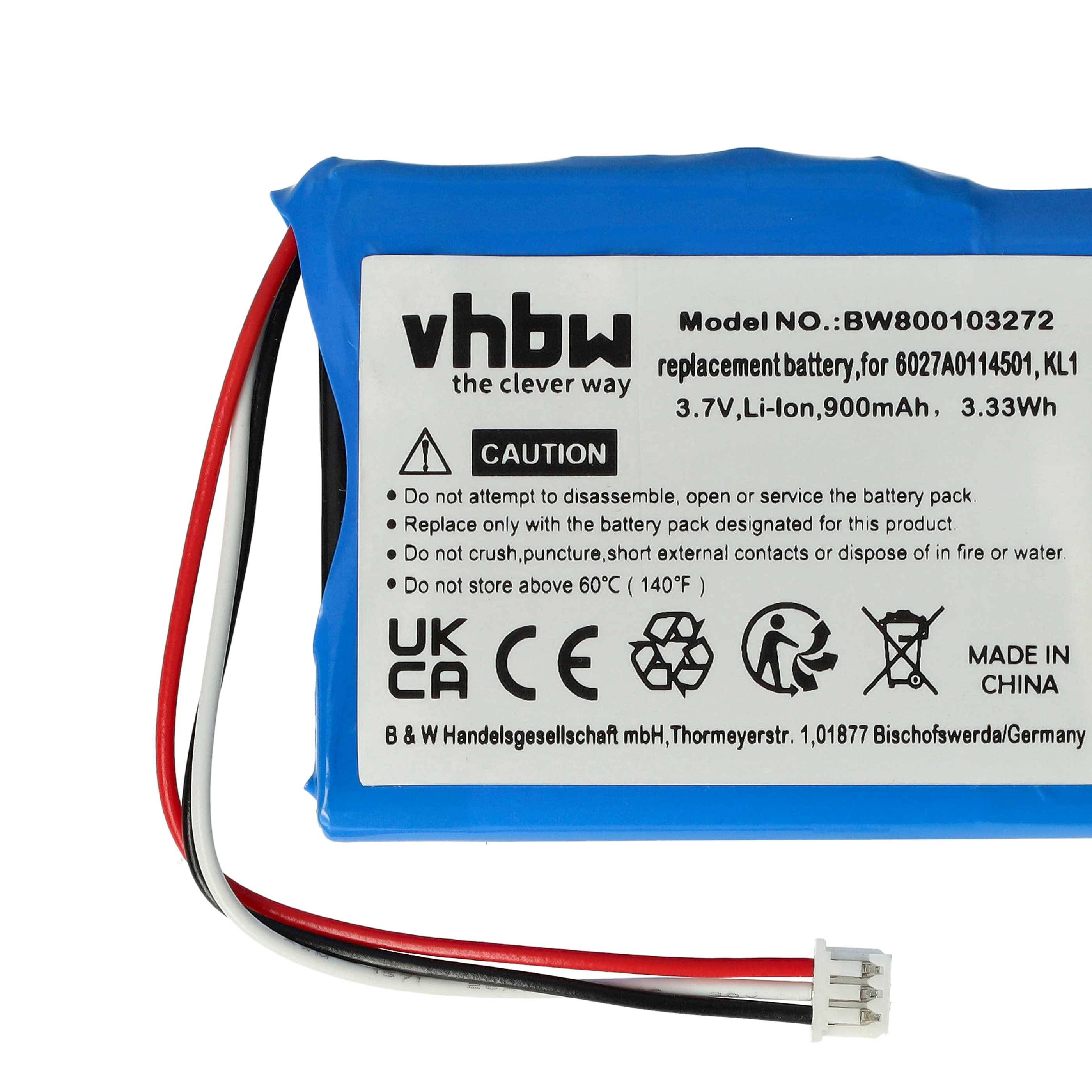 vhbw Akku kompatibel mit TomTom Via 1535TM, 1535T, 1605TM, 1605M, 1605, 1505T, 1505M GPS Navigation Navi (900 mAh, 3,7 V, Li-Ion)