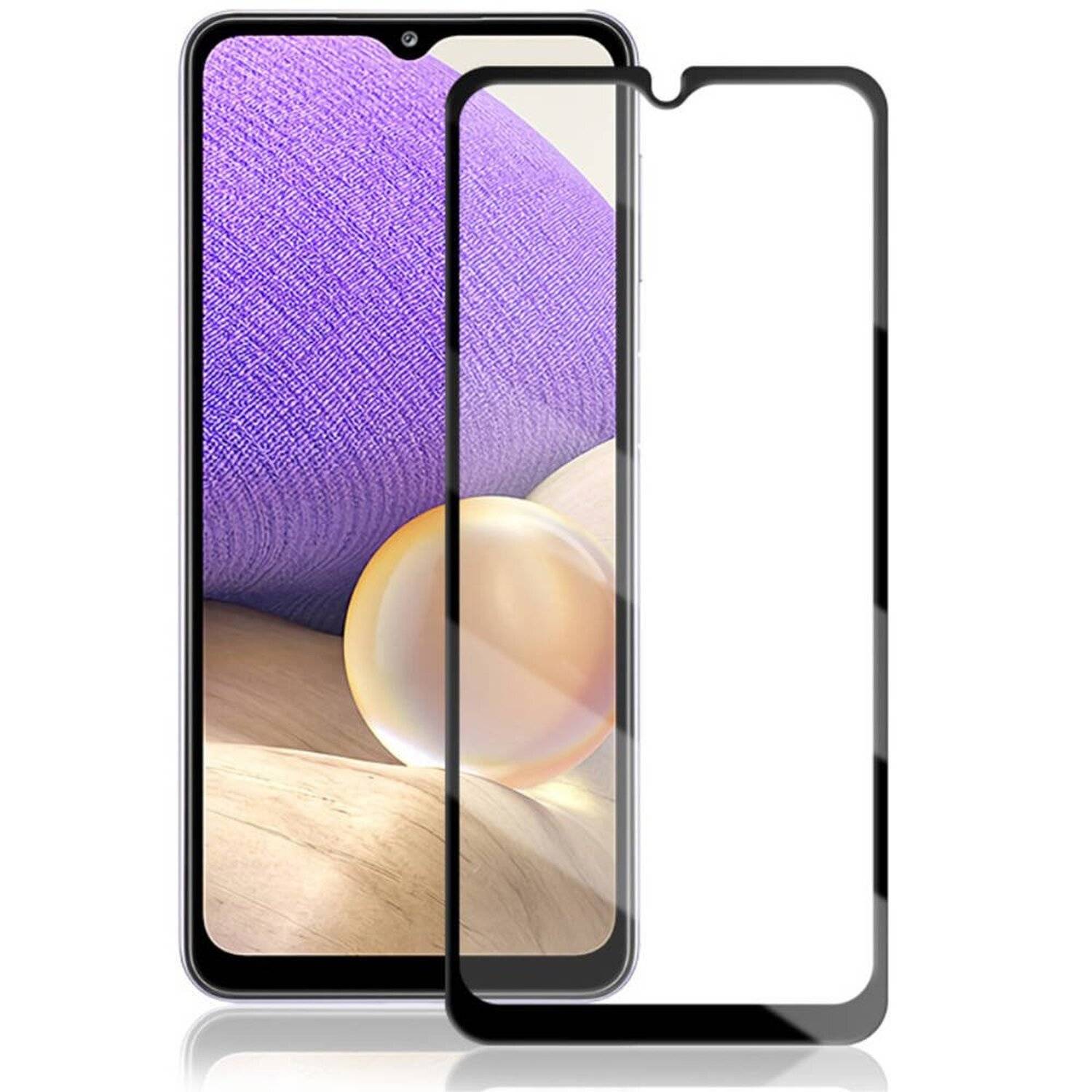 cofi1453® 5D Schutzglas kompatibel mit Samsung Galaxy A32 5G gebogen gehärtetem Glas Film voll Klebstoff und Abdeckung