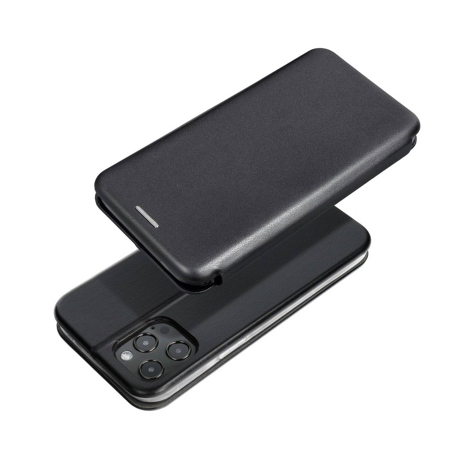 Elegante Buch-Tasche Hülle Leder Optik "Elegance" Wallet Book-Style Schale kompatibel mit iPhone 11 Pro Schwarz