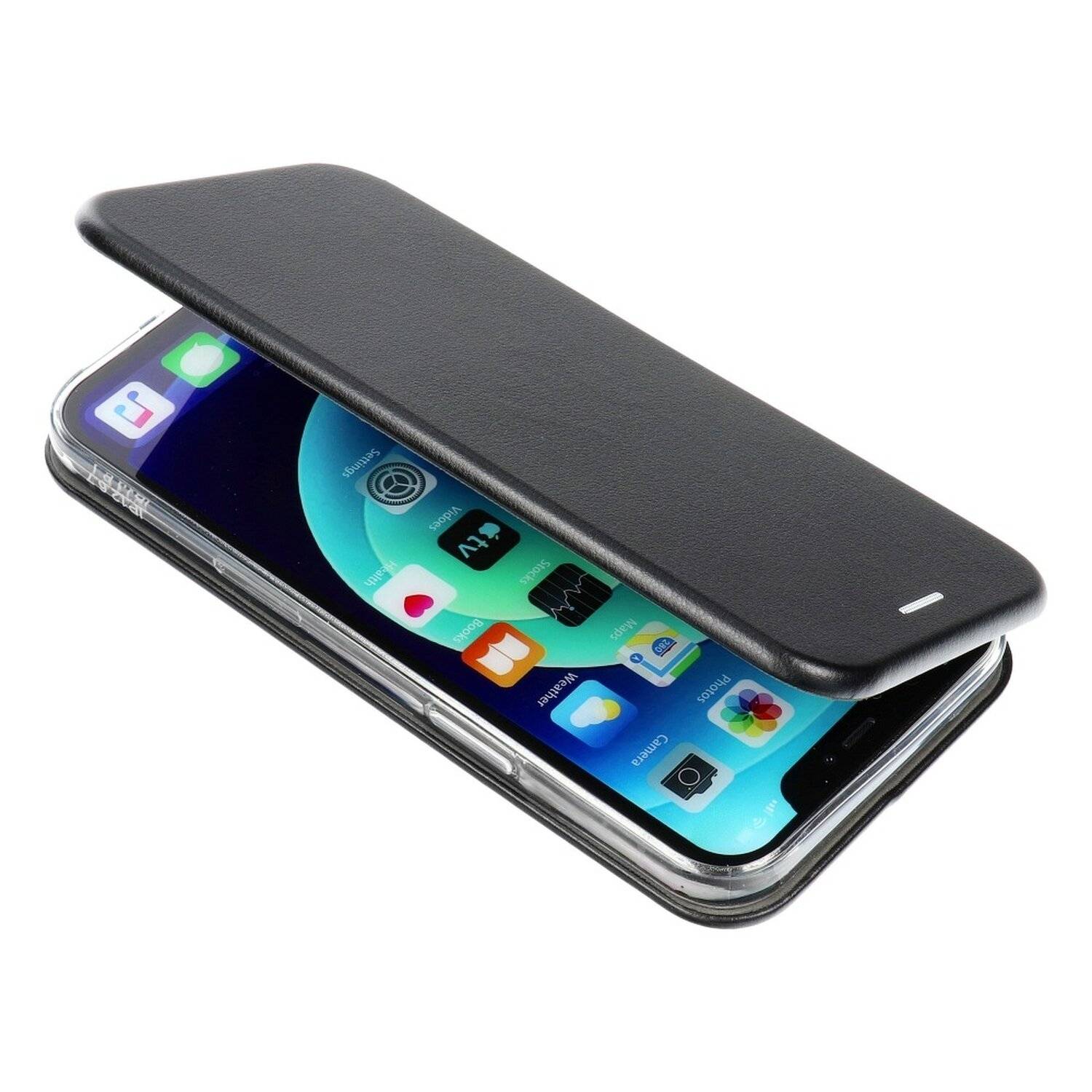 Elegante Buch-Tasche Hülle Leder Optik "Elegance" Wallet Book-Style Schale kompatibel mit iPhone 11 Pro Schwarz
