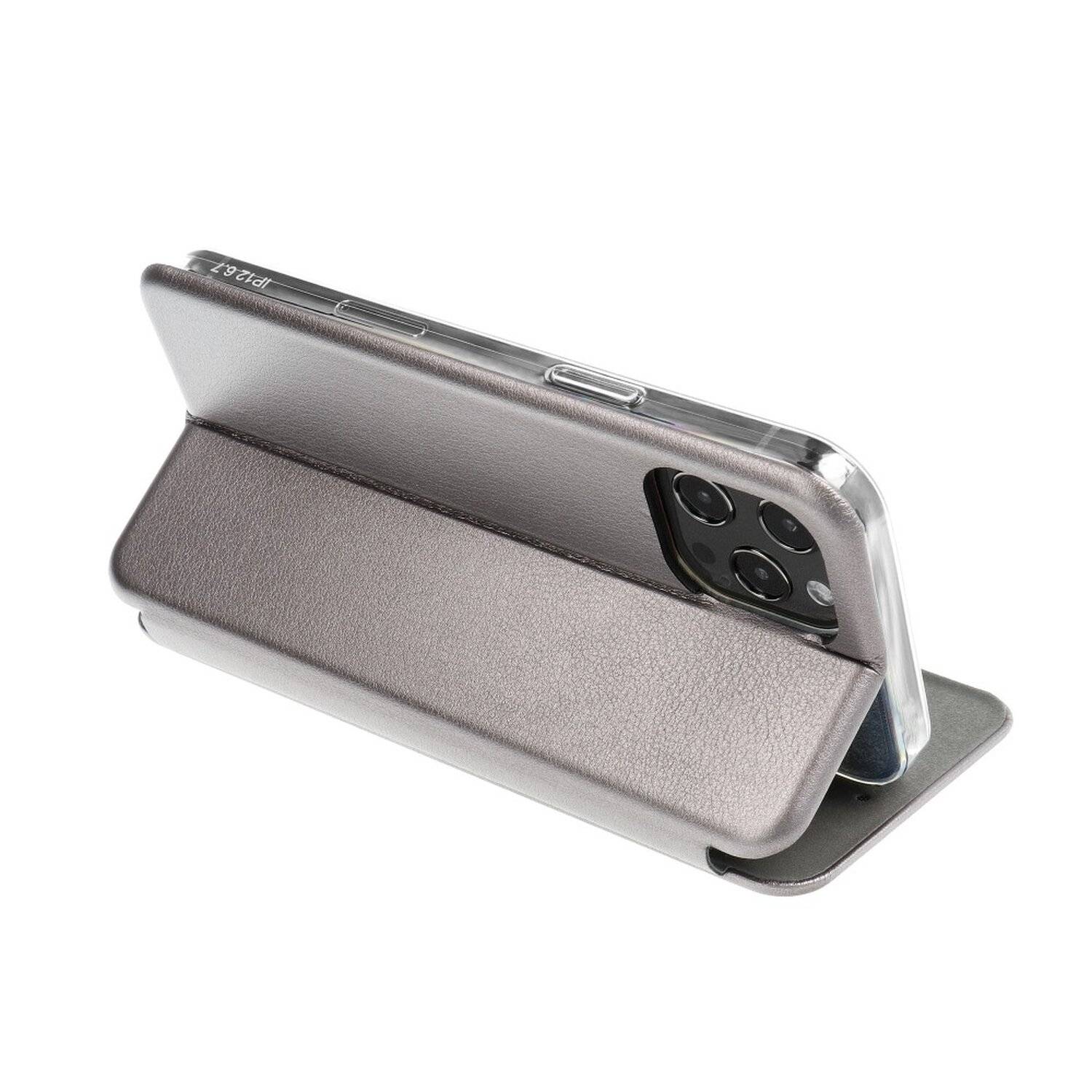 Elegante Buch-Tasche Hülle Leder Optik "Elegance" Wallet Book-Style Schale kompatibel mit Samsung Galaxy A52 5G Grau