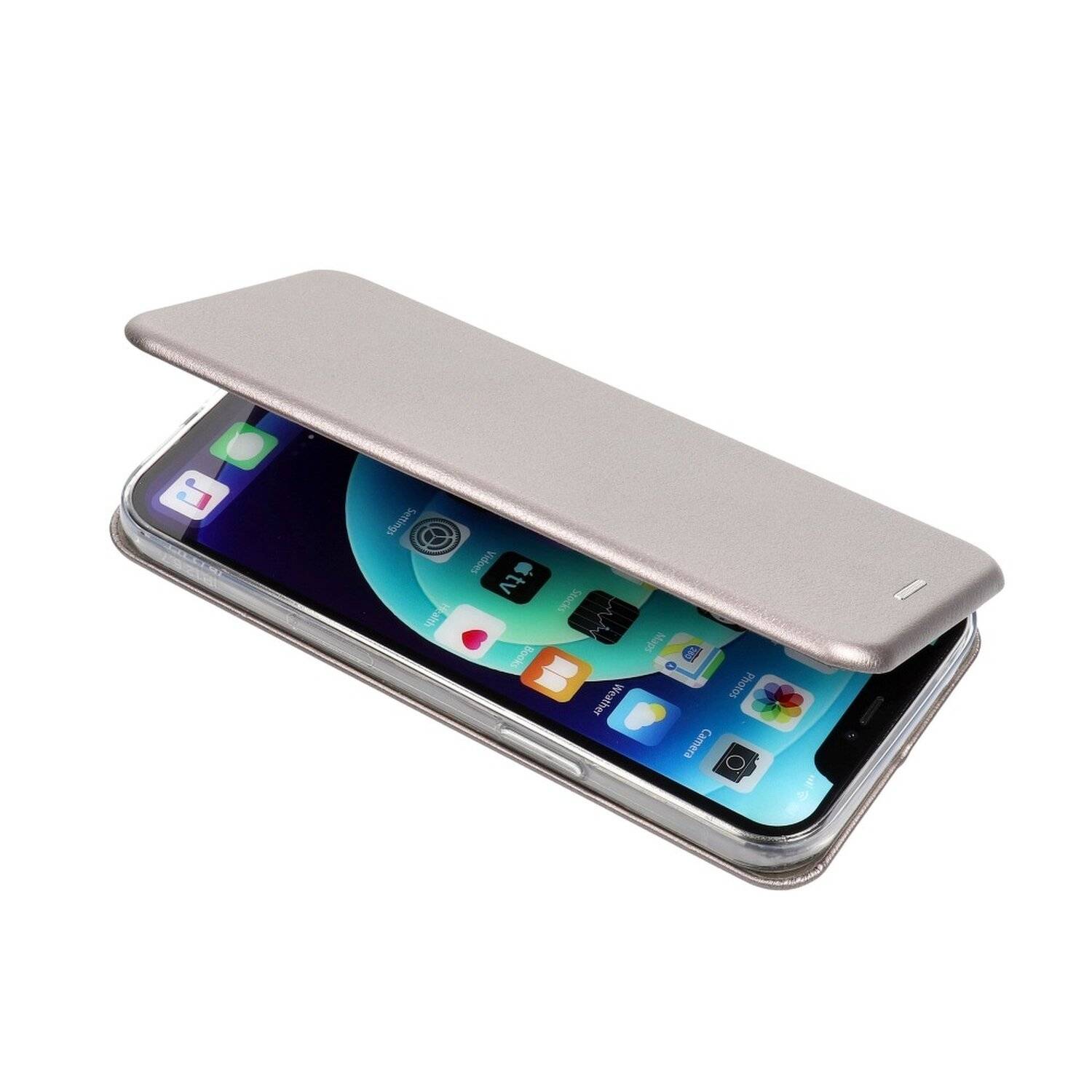 Elegante Buch-Tasche Hülle Leder Optik "Elegance" Wallet Book-Style Schale für Samsung Galaxy M11 (M115F) Grau