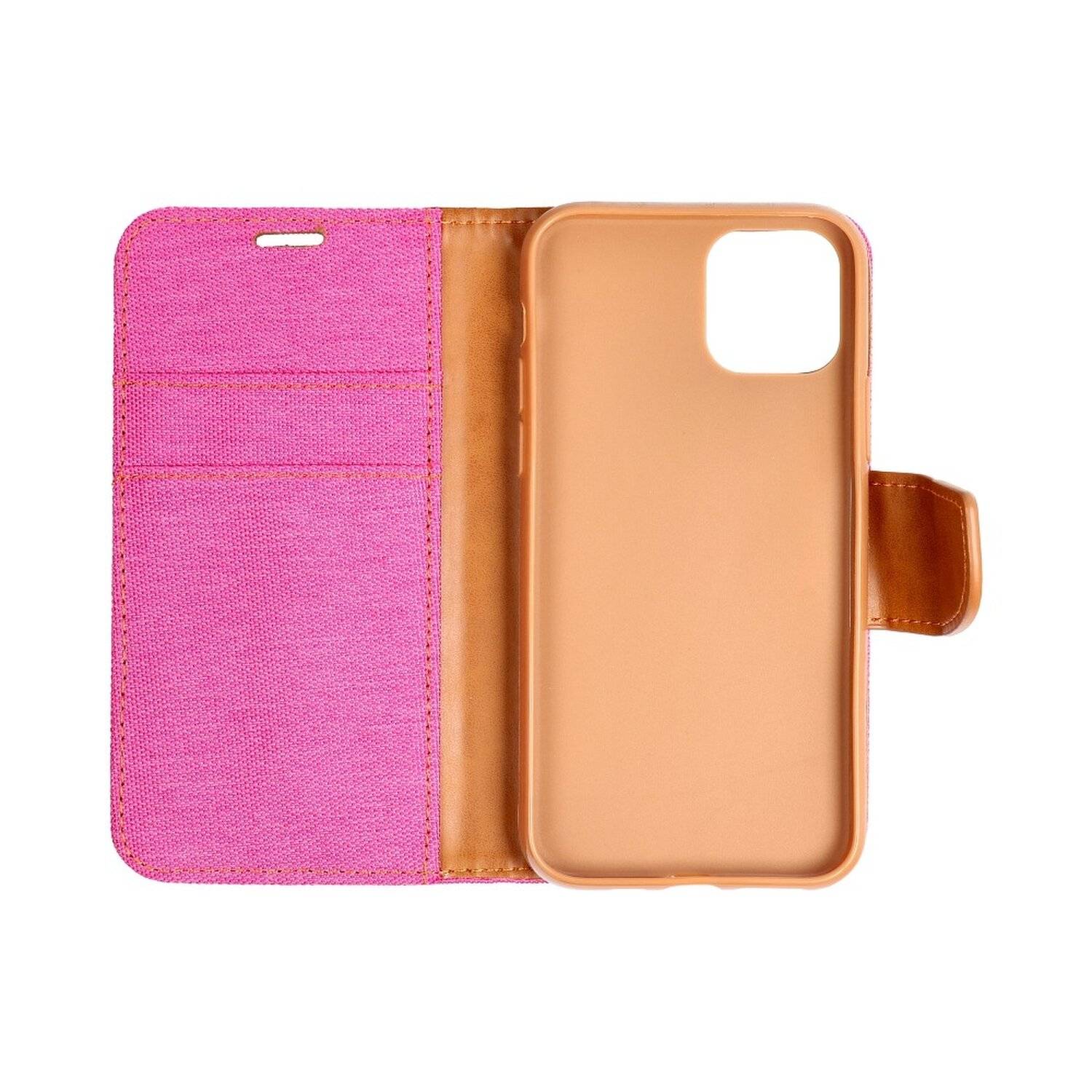 Elegante Buch-Tasche Hülle Fancy "Canvas" Book-Style Kartenfächer Wallet Schale Samsung Galaxy S20 Ultra (G988B) Rosa