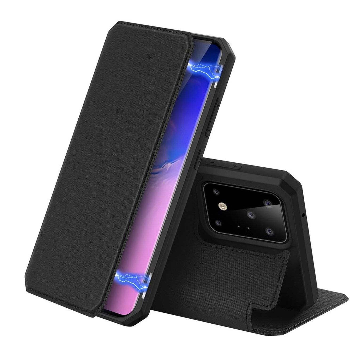 Buch Tasche Skin X "Dux Ducis" für SAMSUNG GALAXY A72 (A725F) Handy Hülle Schutzhülle Standfunktion, Kartenfach Schwarz