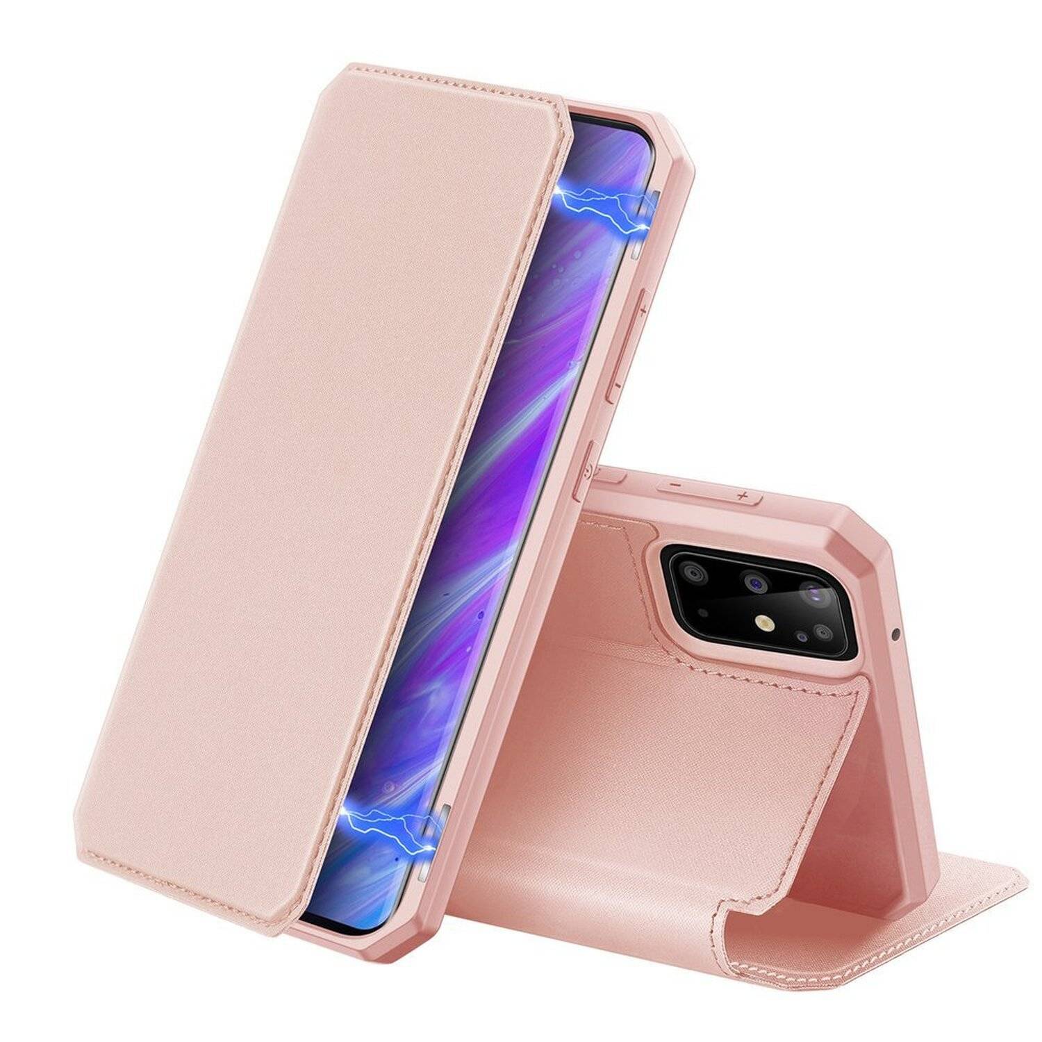 Buch Tasche Skin X "Dux Ducis" für SAMSUNG GALAXY A72 (A725F) Handy Hülle Schutzhülle mit Standfunktion, Kartenfach Rose