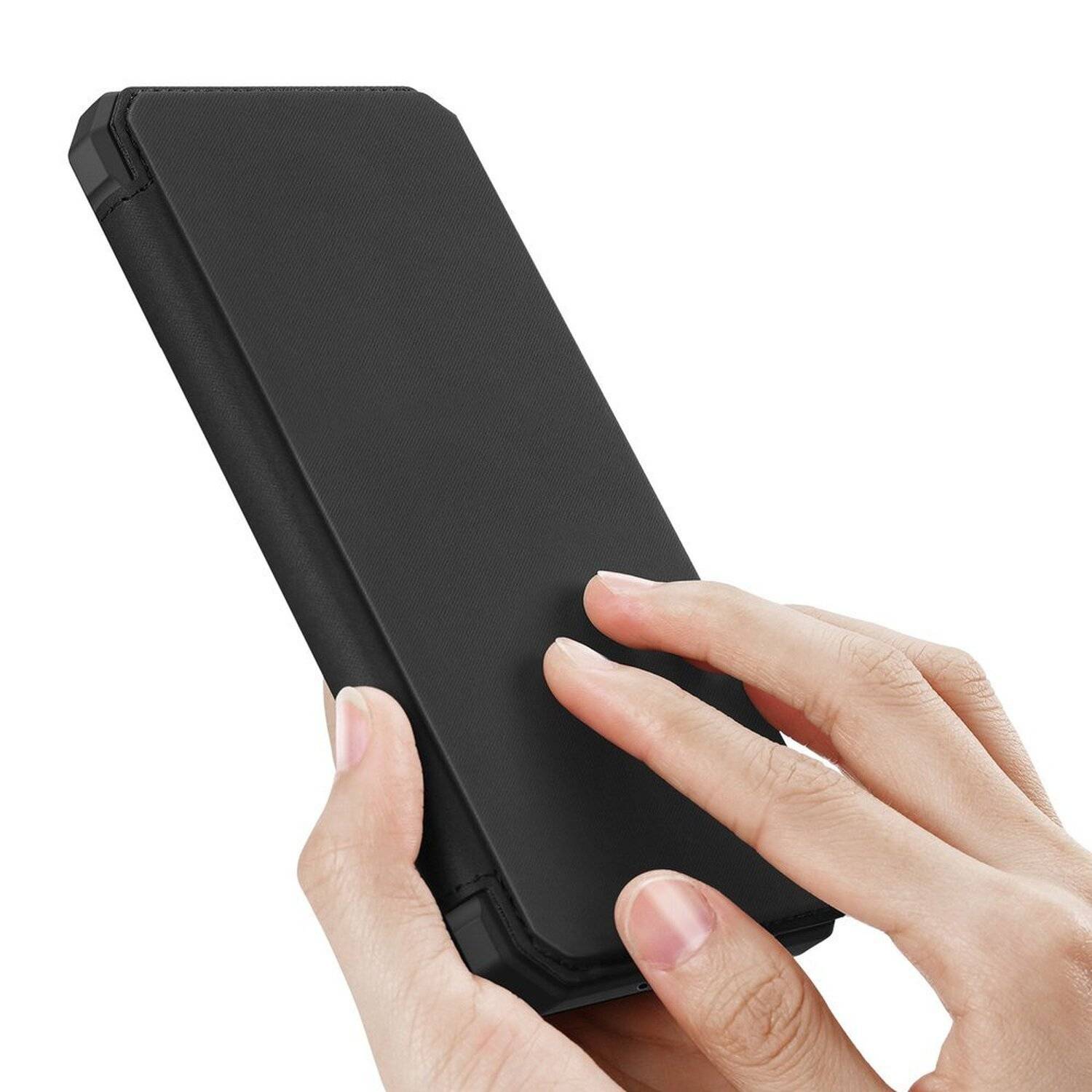 Buch Tasche Skin X "Dux Ducis" für SAMSUNG GALAXY A52 (A525F) Handy Hülle Schutzhülle Standfunktion, Kartenfach Schwarz