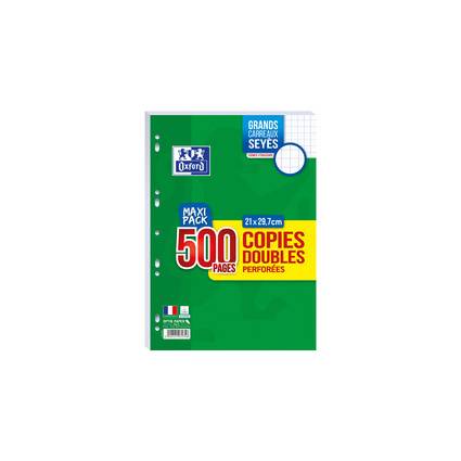 Oxford Copies doubles perforées, A4, Seyès, MAXI PACK