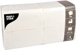 PAPSTAR Bistro-Servietten, 330 x 330 mm, 2-lagig, weiß Uni-Servietten, 1/8 Falz, eingeschweißt,
