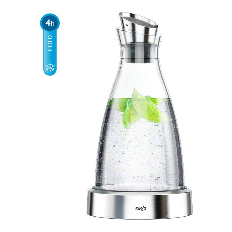 emsa Kühlkaraffe FLOW, 1,0 Liter, Glas/Edelstahl